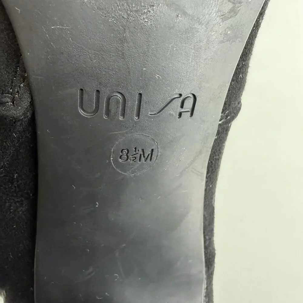 Unisa Over The Knee Riding Boots Womens 8.5M Black Faux Suede Block Heel Dressy
